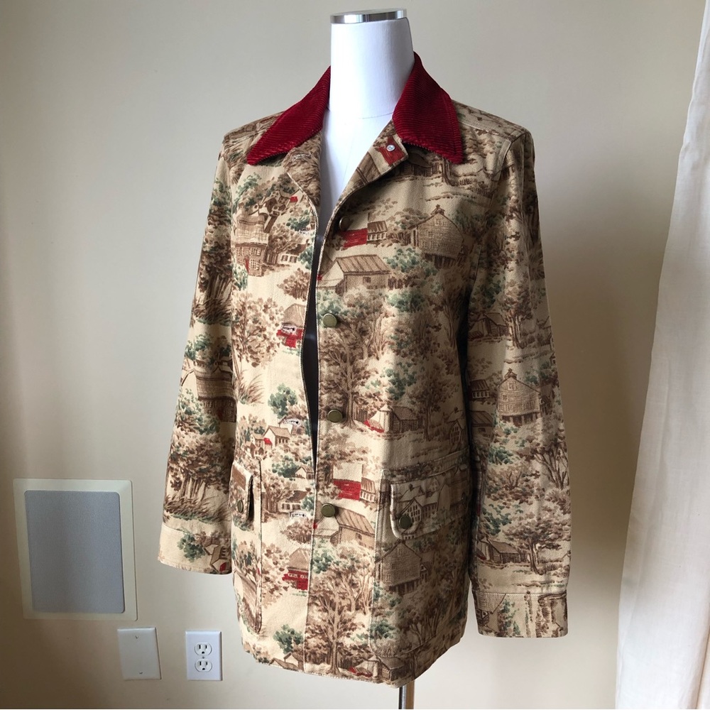 Ralph Lauren Vintage Cotton Canvas Jacket Prairie Country Scenery S - Picture 5 of 12